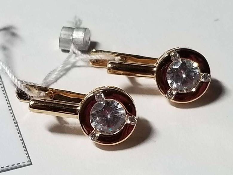 Золотые серьги 585 проба Вес 3.45 гр - фото фото фото 1