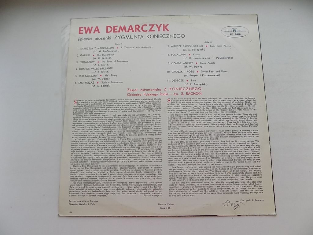 Виниловая пластинка Ewa Demarczyk Эва Демарчик Производство Польша Muza - фото фото фото 1