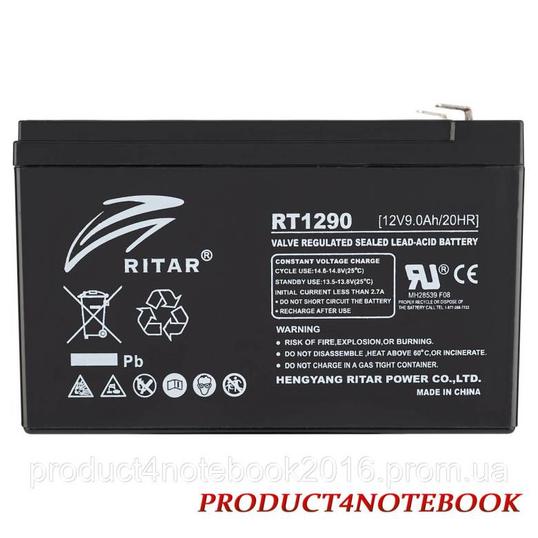 Аккумуляторная батарея Ritar 12V 9Ah AGM RT1290, Black Case, 151x65x94, 2.3kg - фото фото фото 1