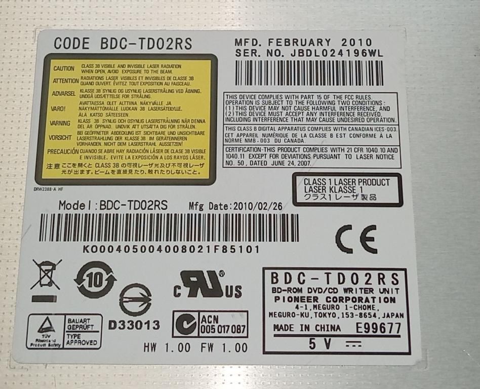 DVD-RW привод з ноутбука ACER ASPIRE 7551G BDC-TD02RS - фото фото фото 2