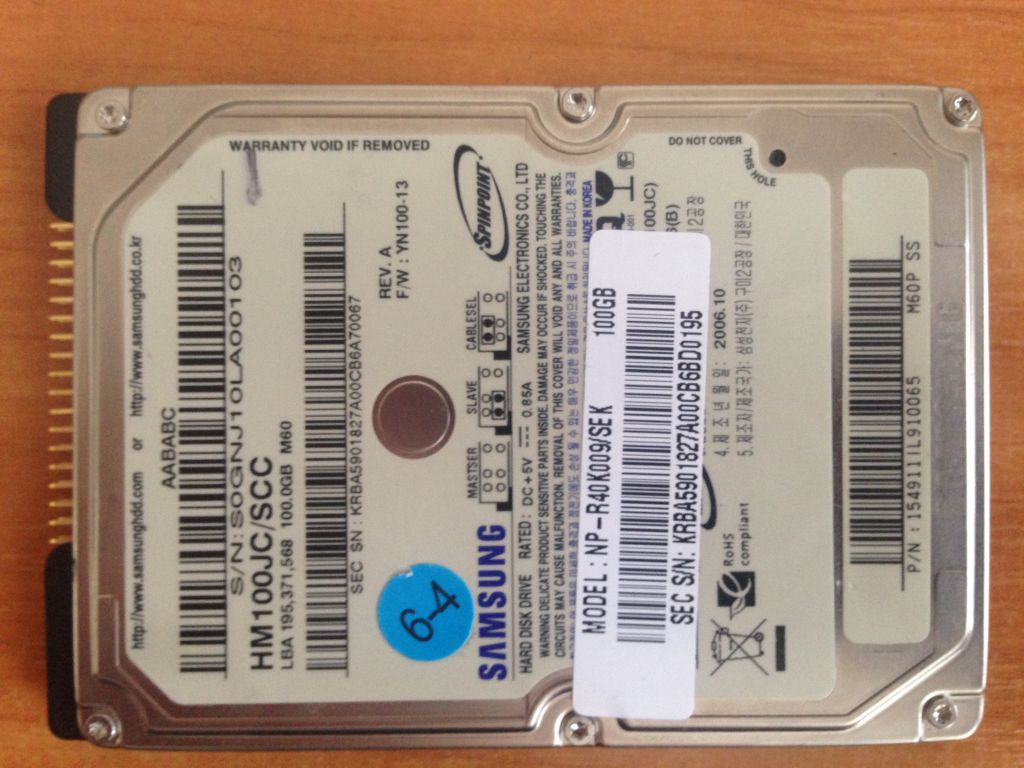 HDD Samsung HM100JC/SCC 100GB IDE 2.5" Не робочий - фото фото фото 0