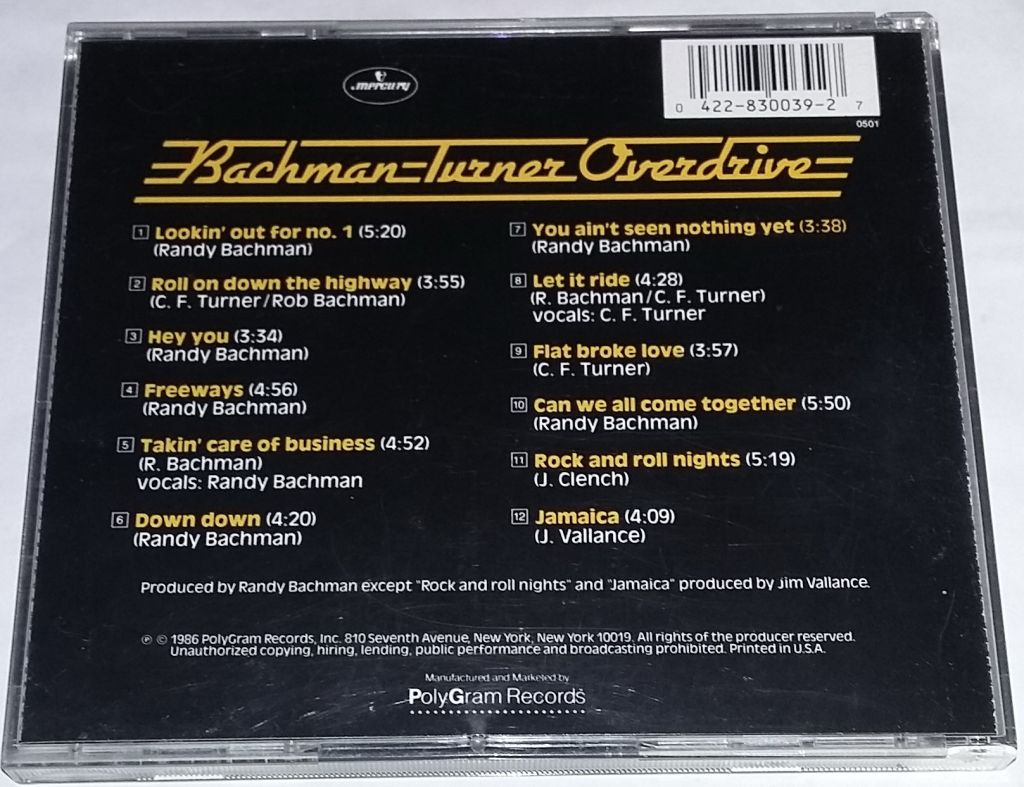 BACHMAN - TURNER OVERDRIVE BTO's Greatest CD US - фото фото фото 2