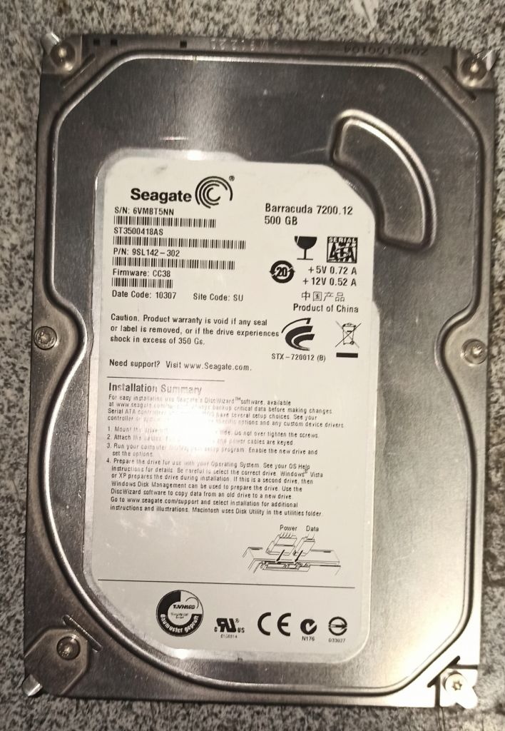 Диск Винчестер Seagate ST3500418AS 7500.12 CC38 - фото фото фото 1
