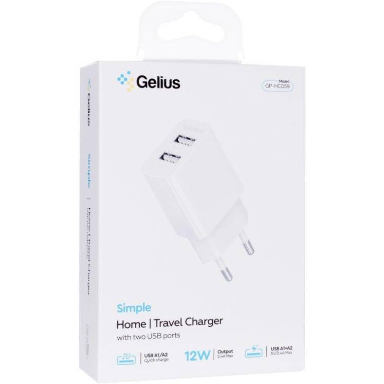 Мережевий зарядний пристрій Gelius Simple 12W / 2.4A 2xUSB White (GP-HC059) - фото фото фото 2