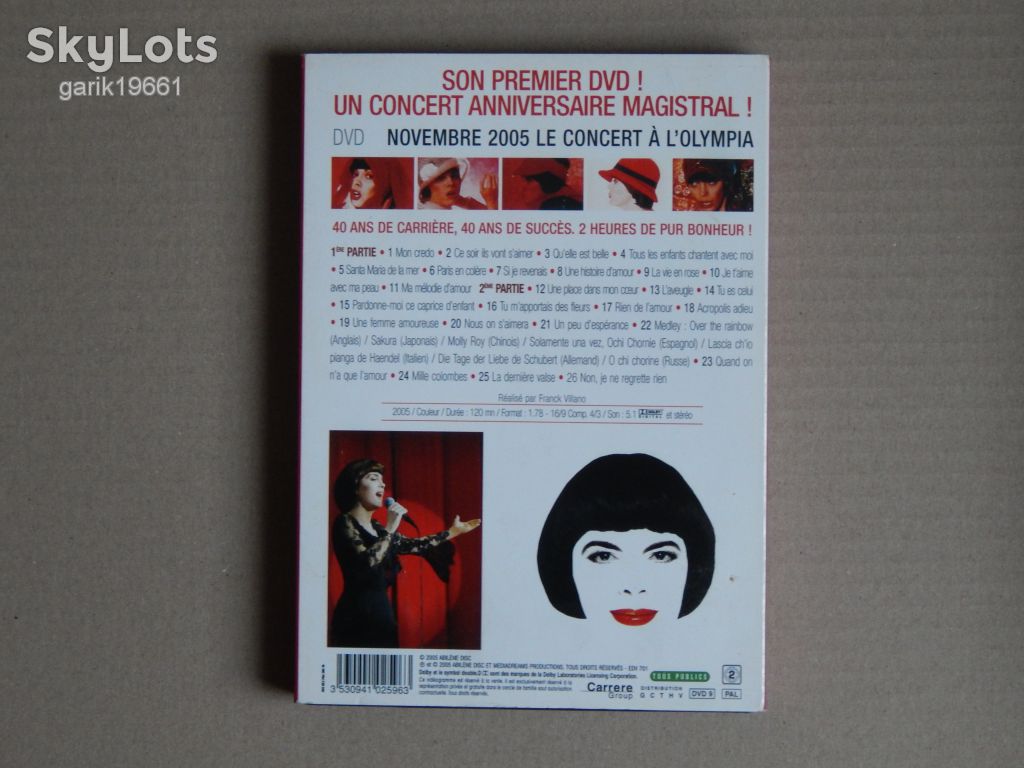 Mireille Mathieu ‎– Mireille Mathieu A L'Olympia (DVD, Unofficial Release) - фото фото фото 2