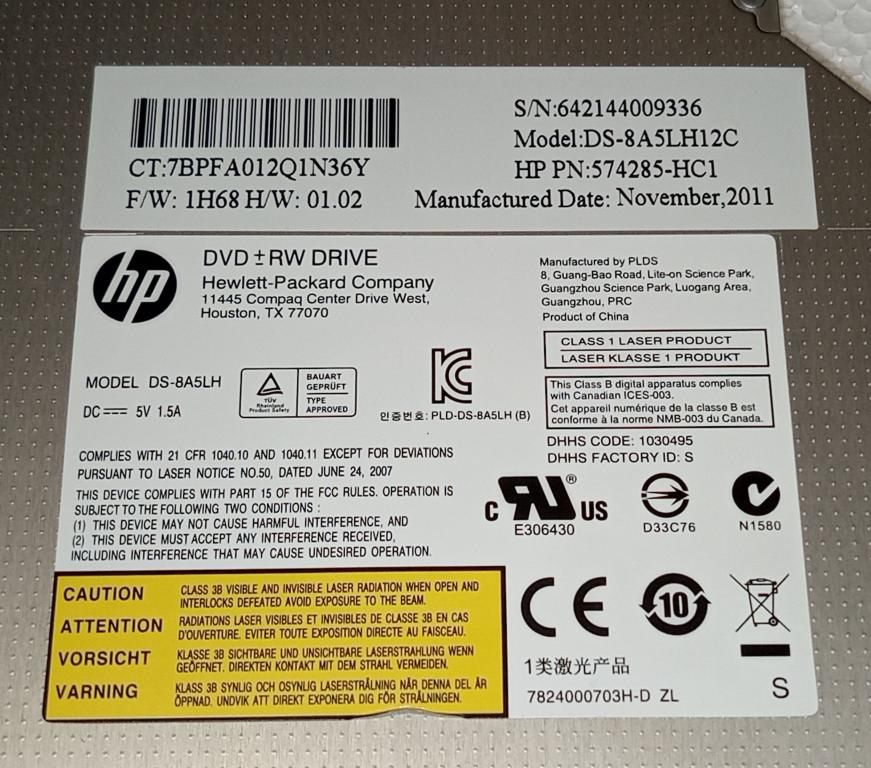 DVD-RW привод з ноутбука HP ProBook 6460b 6465b DS-8A5LH12C 574285-HC1 - фото фото фото 2