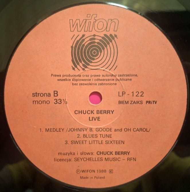 Chuck Berry - Live - 1969.  (LP). 12. Vinyl. Пластинка. Poland. - фото фото фото 3