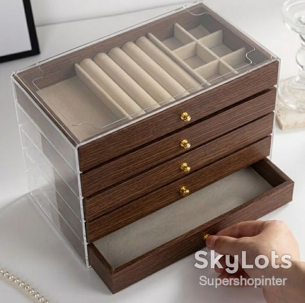 Шкатулка для хранения украшений XL-1833 Коричневый / Шкатулка для украшений / Органайзер для бижутерии - фото фото фото 2