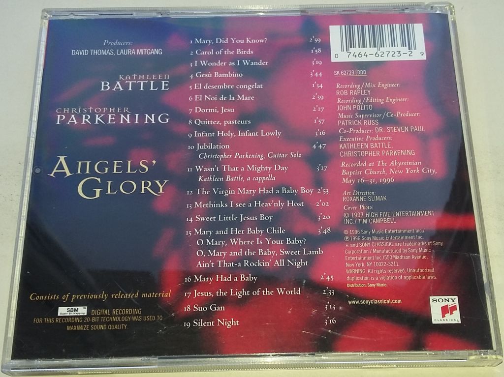 KATHLEEN BATTLE &amp; CHRISTOPHER PARKENING  Angels' Glory CD US - фото фото фото 2