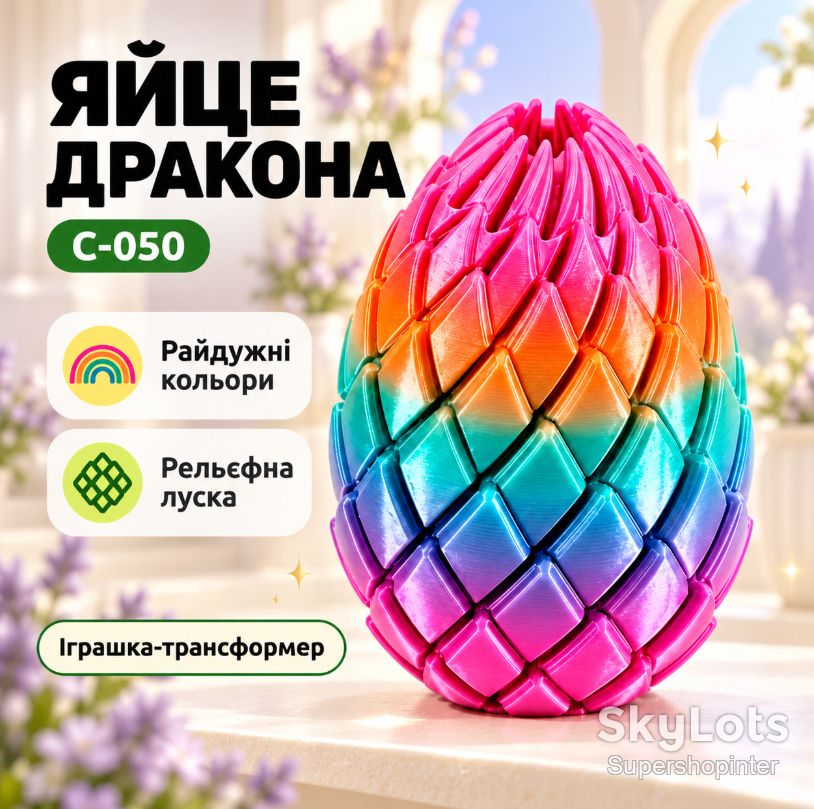Игрушка-трансформер «Яйцо дракона» C-050, разноцветная фигурка с рельефной чешуёй - фото фото фото 0