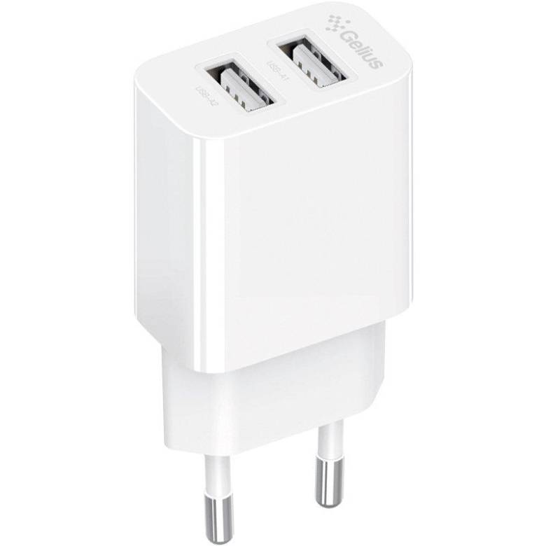 Мережевий зарядний пристрій Gelius Simple 12W / 2.4A 2xUSB White (GP-HC059) - фото фото фото 0