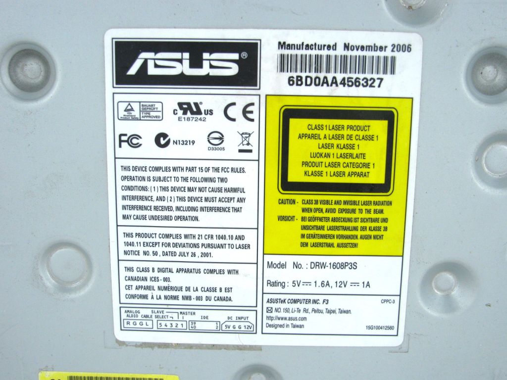 DVD-R/RW SuperMulti ASUS DRW-1608P3S   (робочий) - фото фото фото 3