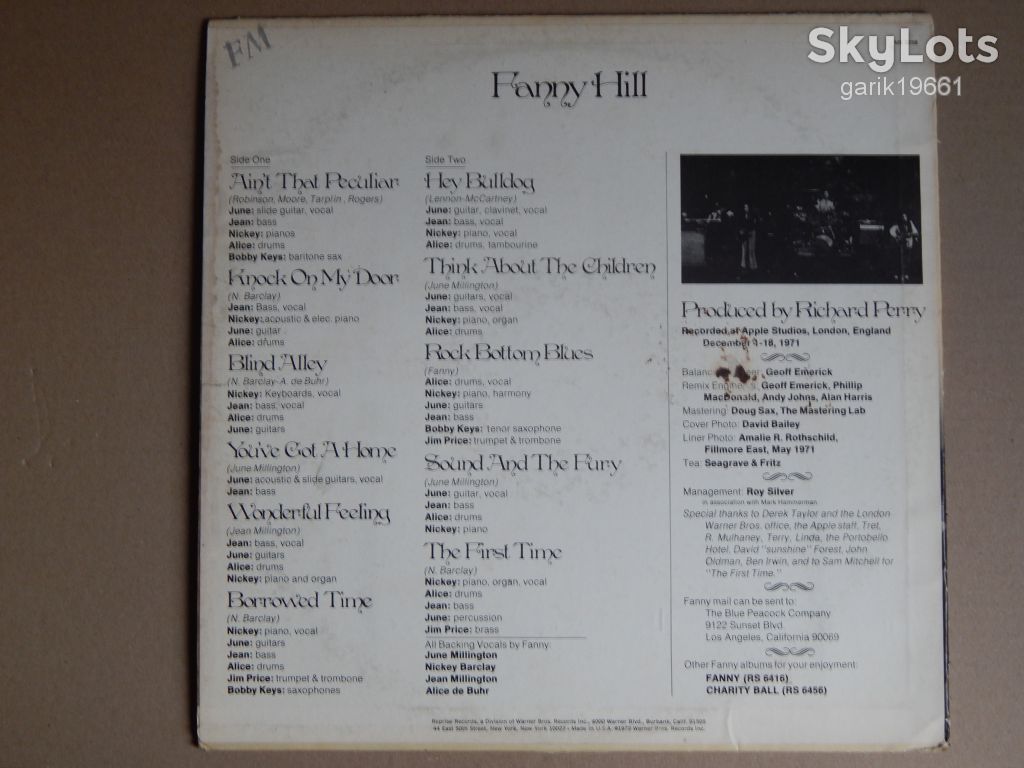 Fanny ‎– Fanny Hill   (Reprise Records ‎– MS 2058, US) EX+/EX+ - фото фото фото 1