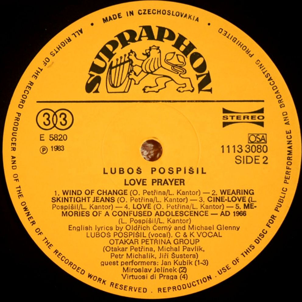 Lubos Pospisil - Love Prayer - 1983.  (LP). 12. Vinyl. Пластинка. Czechoslovakia - фото фото фото 3