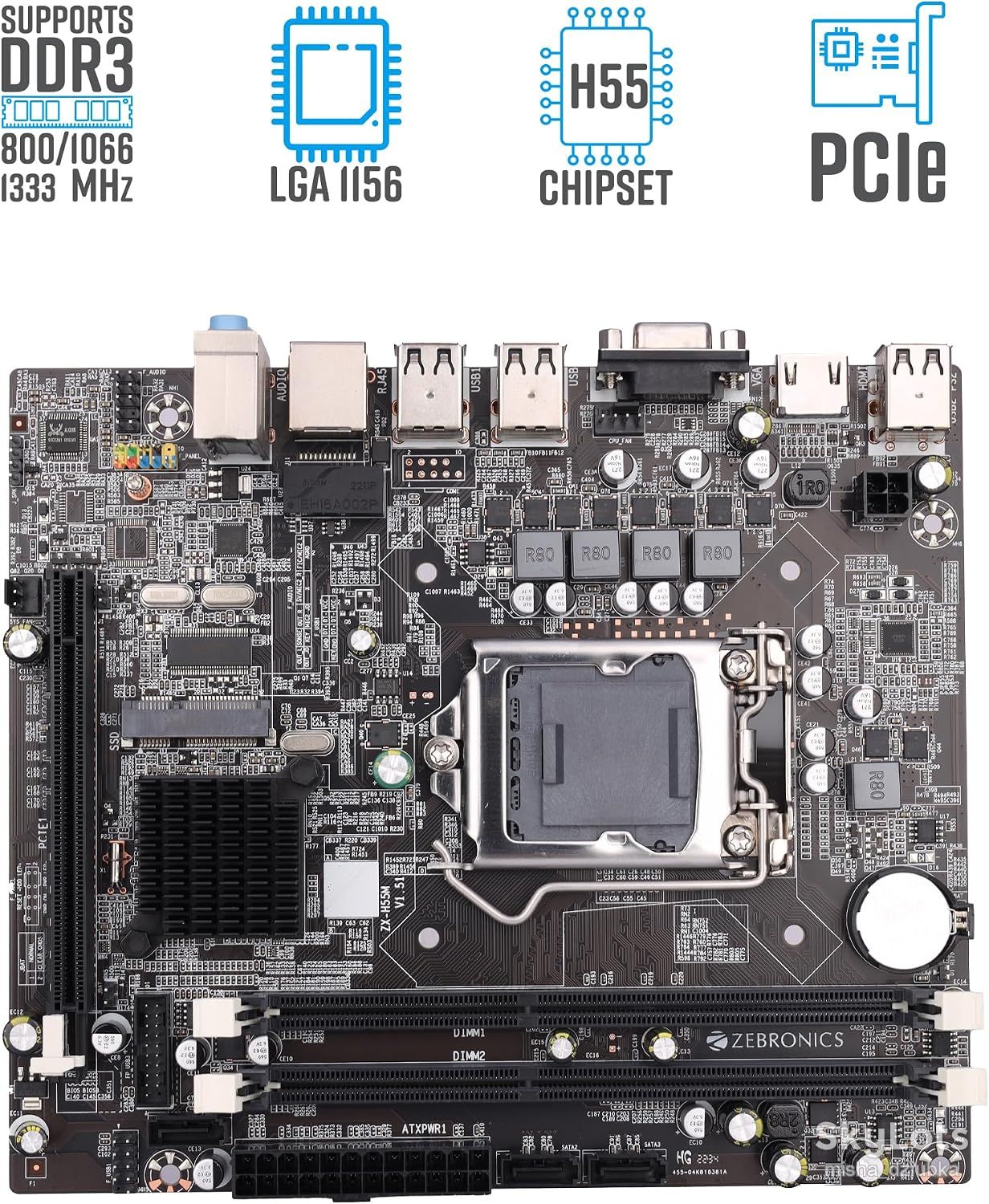 ZHIXIN ZX-H55M - Материнська плата Micro-ATX LGA 1156 Intel H55 DDR3 - фото фото фото 2