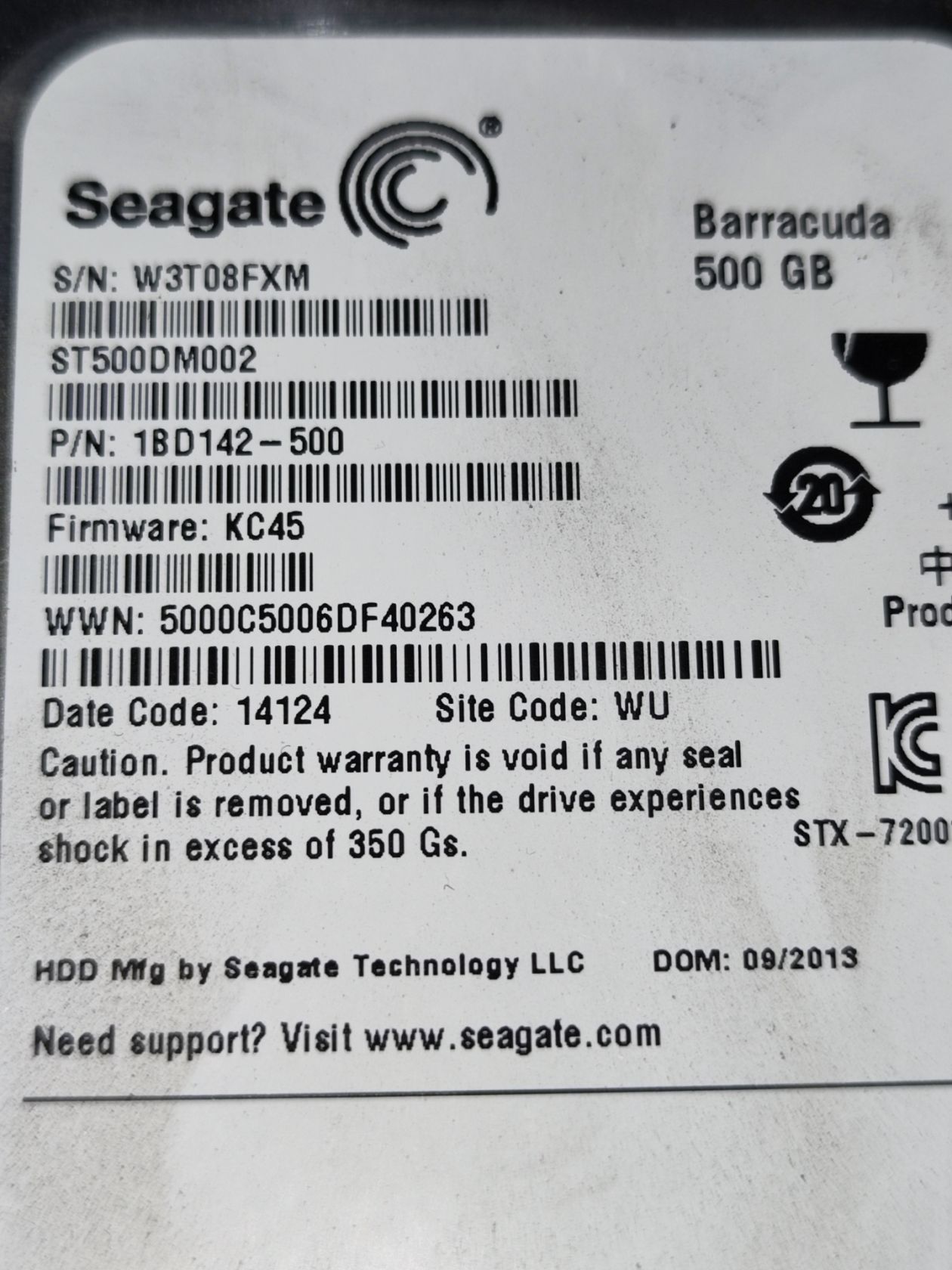 жесткий диск Seagate Barracuda   500 ГБ    (ST500DM002)    (лот № 47) - фото фото фото 1