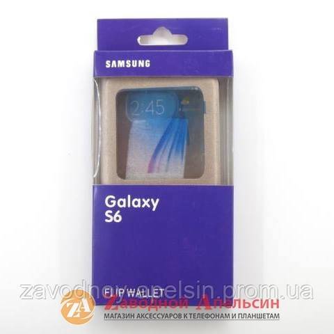 Чехол книжка Samsung G920 S6 Flip Wallet gold - фото фото фото 2