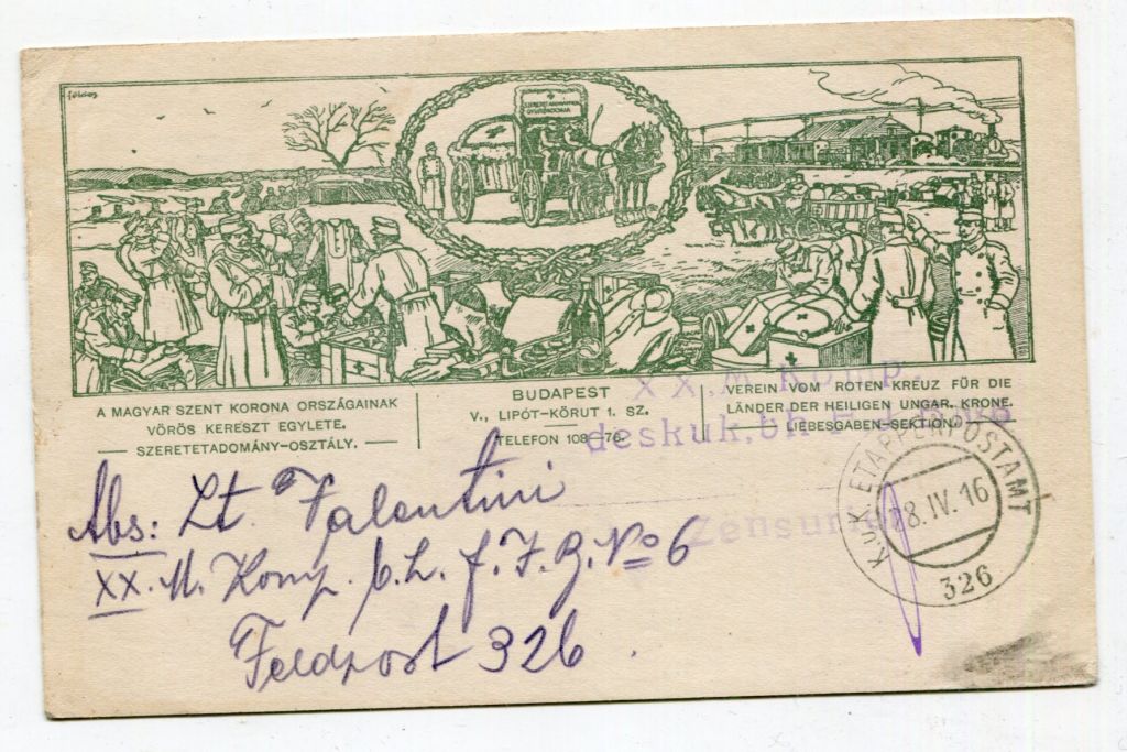 Поштівка FeldPost-326, Червоний Хрест 1916 р. - фото фото фото 0
