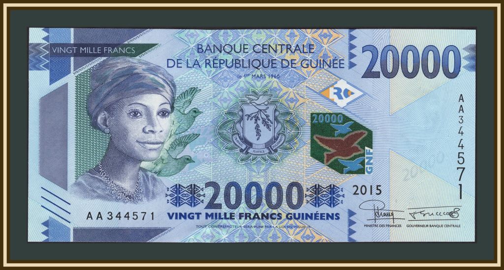 Гвинея 20000 франков 2015 P-50  (50a) UNC - фото фото фото 0