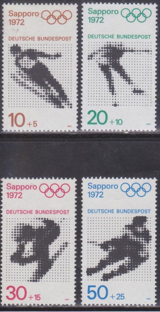 Германия 1971 ОЛИМПИАДА ЗИМНИЕ ОЛИМПИЙСКИЕ ИГРЫ САППОРО ЛЫЖИ КОНЬКИ ХОККЕЙ Mi.684-687**MNH $3.13 - фото фото фото 0