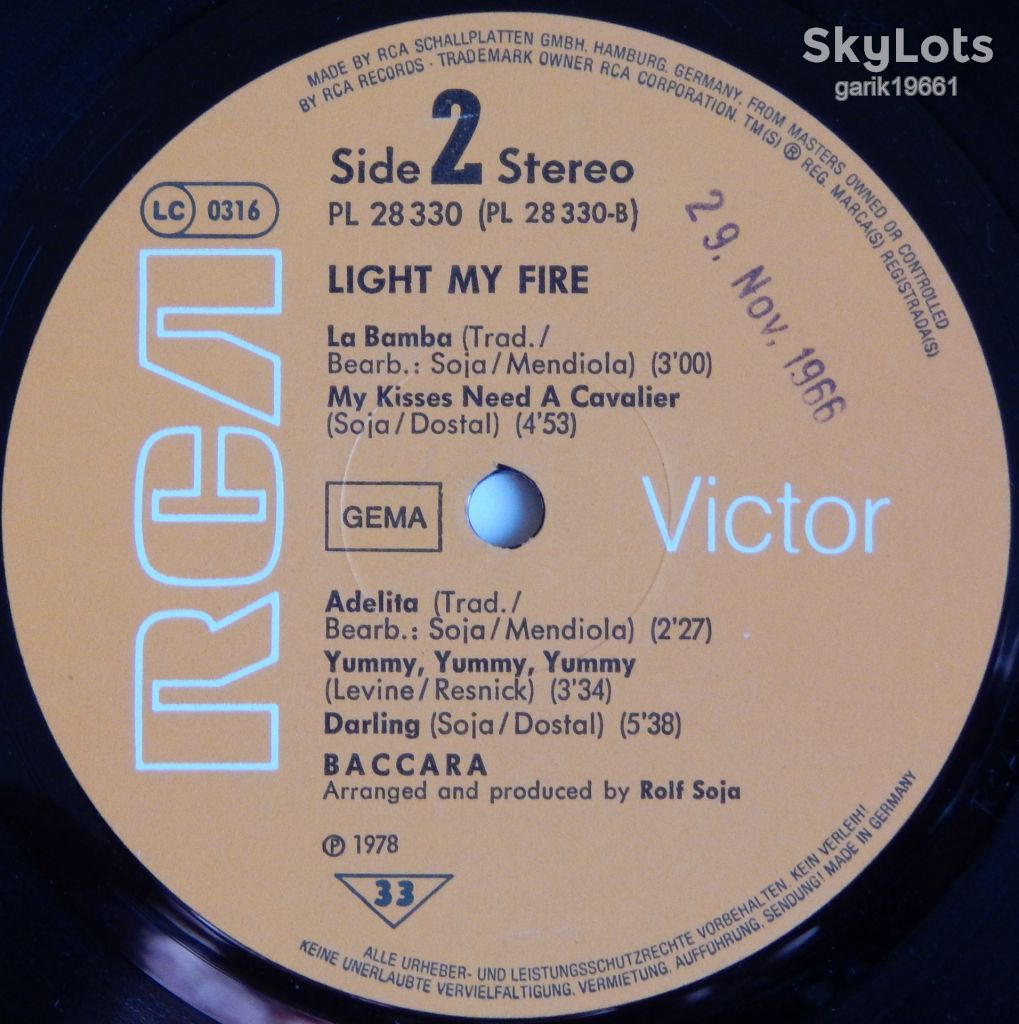 Baccara – Light My Fire  (RCA Victor – PL 28330, Germany) EX+/EX+ - фото фото фото 3