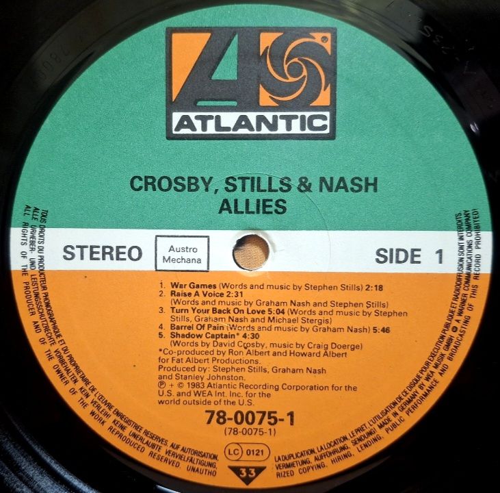Crosby, Stills &amp; Nash - Allies - 1983.   (LP). 12. Vinyl. Пластинка. Germany. - фото фото фото 4