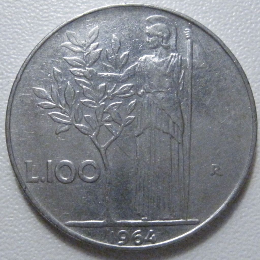 Італія 100 лір 1964 року 41659 - фото фото фото 0