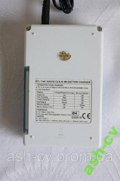 Зарядний пристрій для акумуляторів, AA, AAA, 1.2V, (1.5V), BASETech, BTL-1 - фото фото фото 4