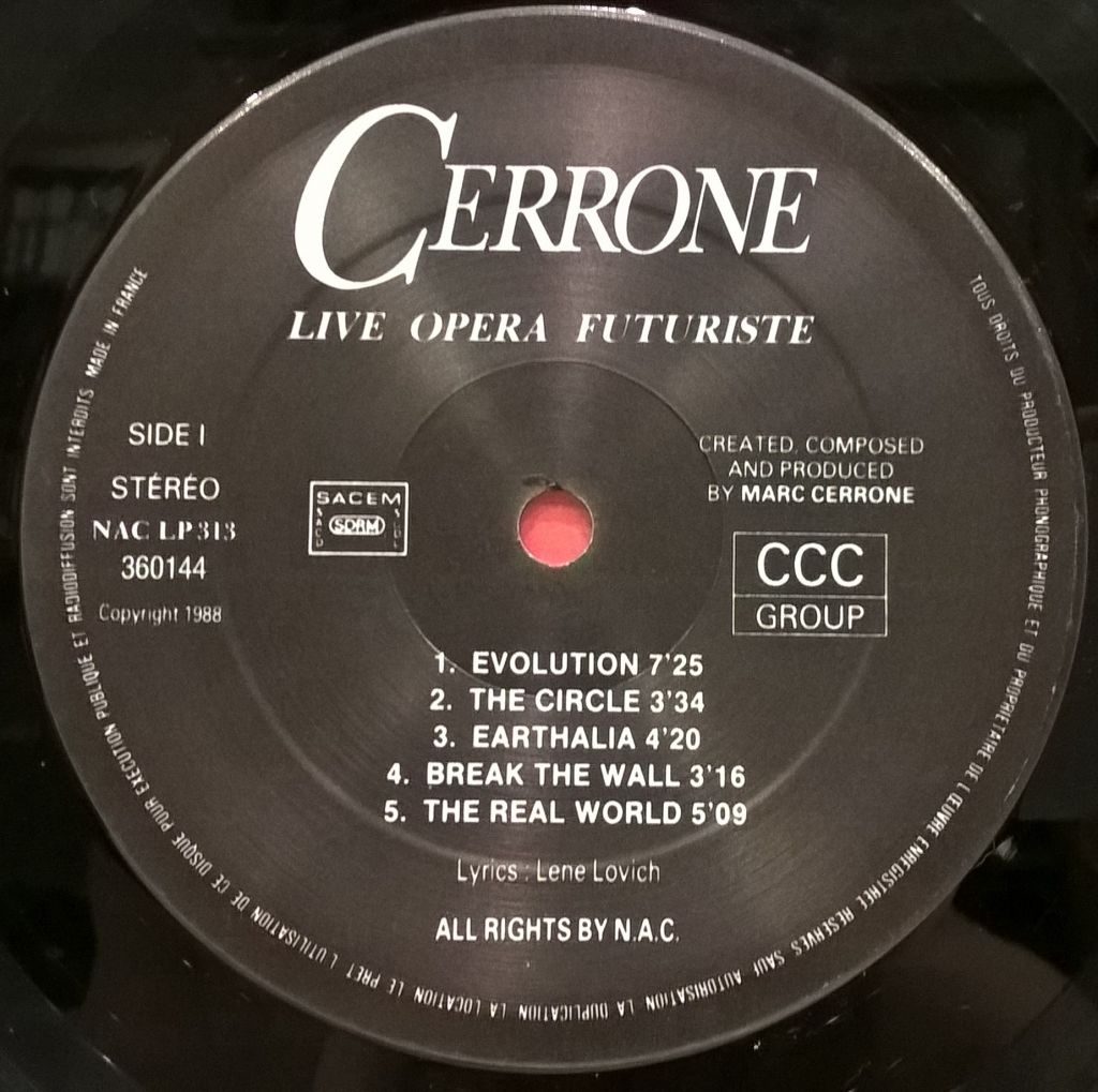 Cerrone - Live Opera Futuriste - 1988.   (LP). 12. Vinyl. Пластинка. France - фото фото фото 2