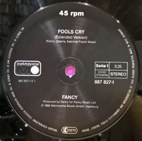 Fancy - Fools Cry - 1988.  (EP). 12. Vinyl. Пластинка. Germany. - фото фото фото 2
