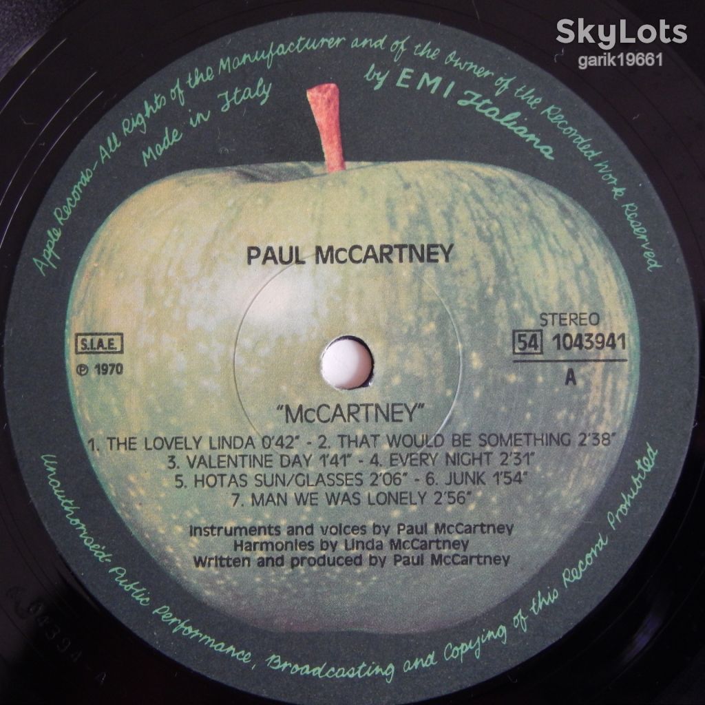 Paul McCartney – McCartney  (Apple Records – 54 1043941, Italy) EX/EX+ - фото фото фото 3