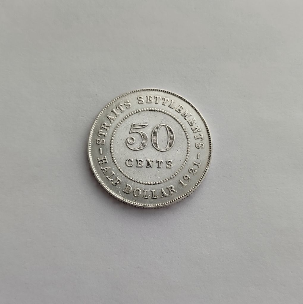 50 ЦЕНТОВ СТРЕЙТС СЕТЛМЕНТС 1921 состояние!!!  серебро - фото фото фото 3