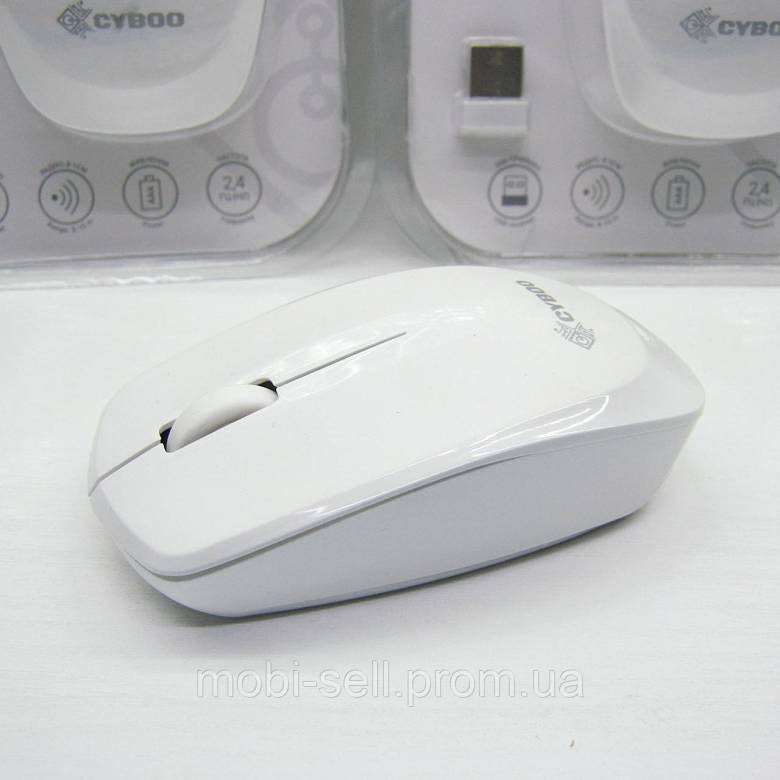 Миша бездротова Cyboo White 2.4 GHz Optical Mouse, 3V / ААA - фото фото фото 0