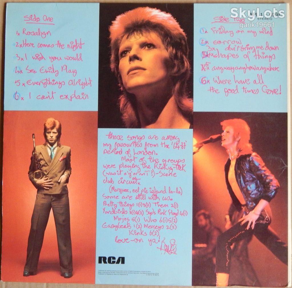 Bowie – Pinups  (RCA – APL 1 - 0291, Germany) EX+/EX+ - фото фото фото 1
