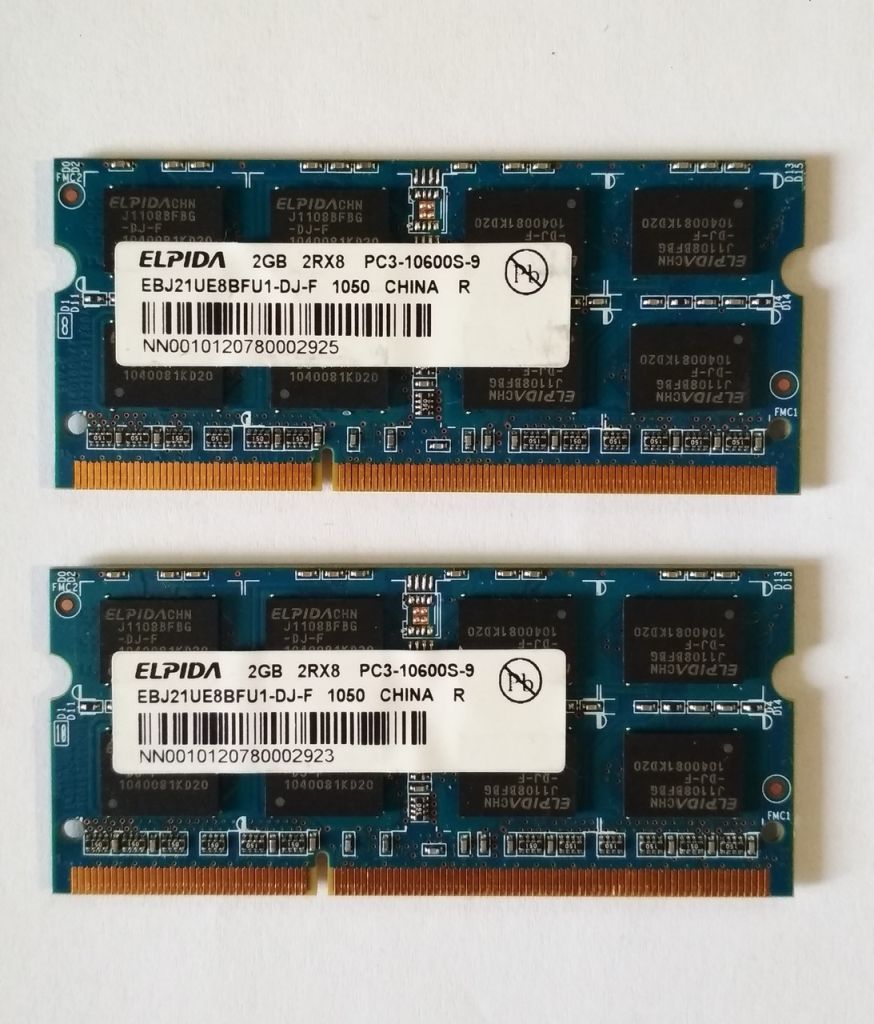 Для ноутбука 4GB 2x2GB DDR3 1333MHz Elpida PC3 10600S 2Rx8 RAM Оперативна пам'ять - фото фото фото 0