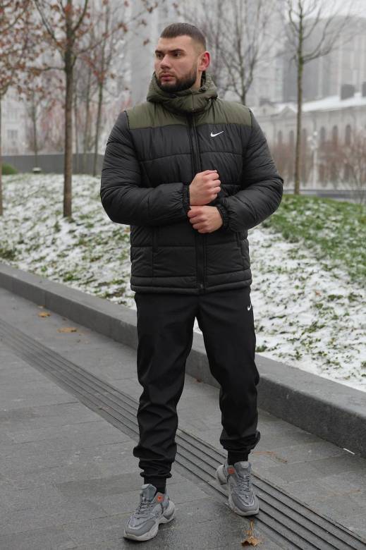 Куртка зимняя мужская "Frost" Nike хаки-черная Всегда в наличии  - фото фото фото 4