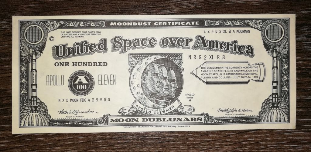 США 100 лунных дублунаров 1969 Apollo 11. Хьюстон - фото фото фото 0