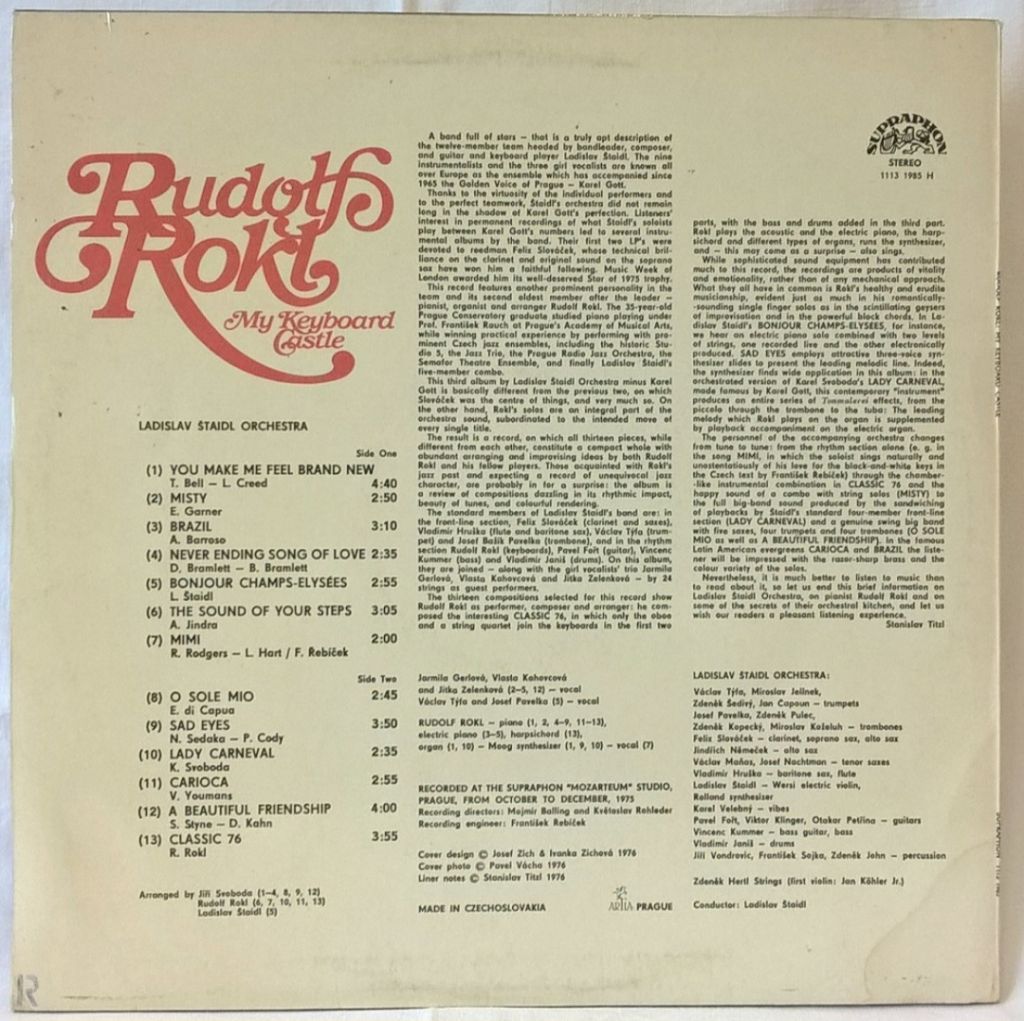 Rudolf Rokl - My Keyboard Castle - 1976.  (LP). 12. Vinyl. Пластинка. Czechoslovakia. - фото фото фото 1
