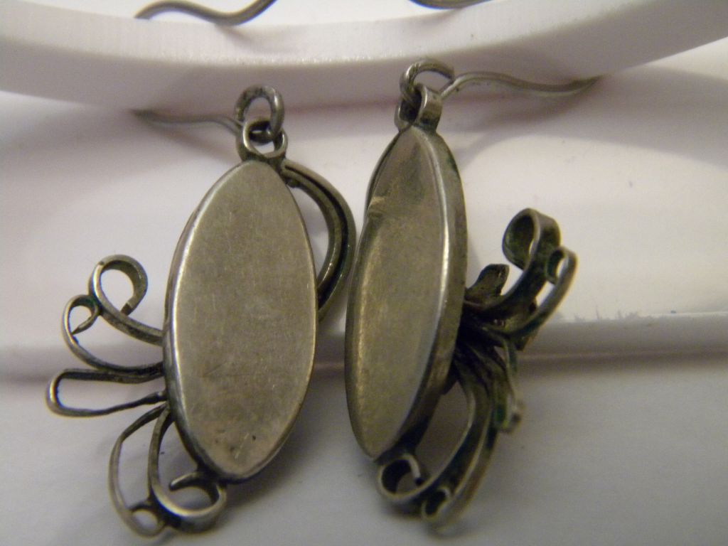 Винтажные Серьги СССР Оникс Мельхиор №967 - фото фото фото 6