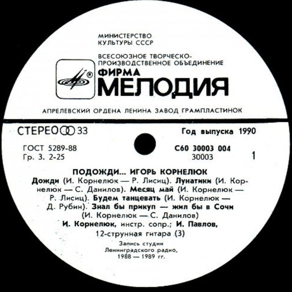 Игорь Корнелюк - Подожди - 1989.  (LP). 12. Vinyl. Пластинка. - фото фото фото 2