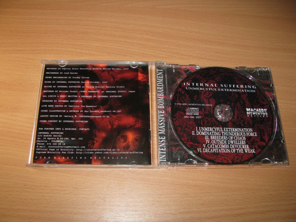 INTERNAL SUFFERING - Unmercyful Extermination   (2001 Macabre Mementos 1st press,Japan) - фото фото фото 1