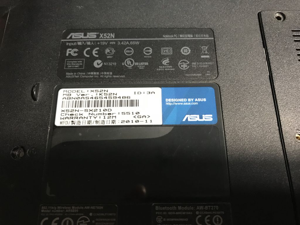 ASUS X52N низ корпуса (дно) - фото фото фото 5