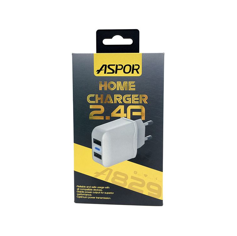 Сетевое зарядное устройство ASPOR A829   (5V/2.4A/2USB) - фото фото фото 1