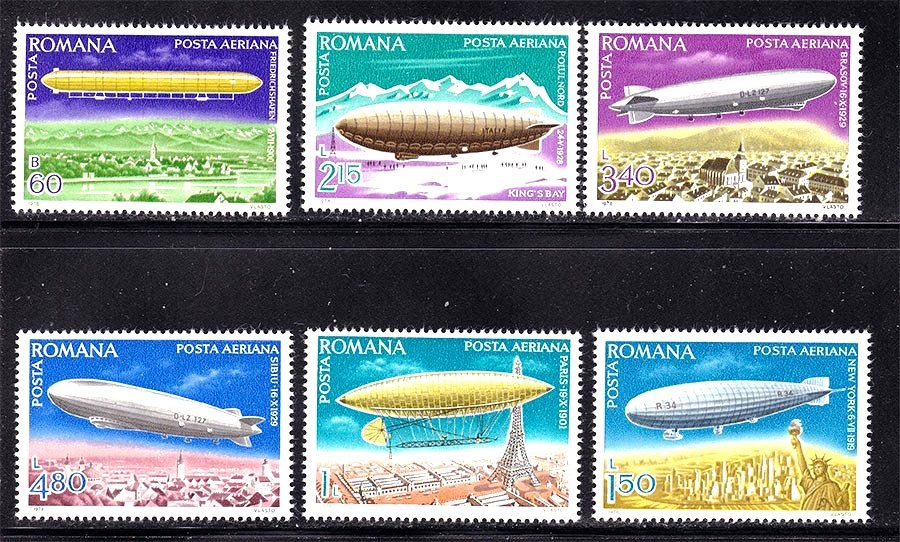 Авиация . Румыния 1978 г  MNH - дирижабли - фото фото фото 0