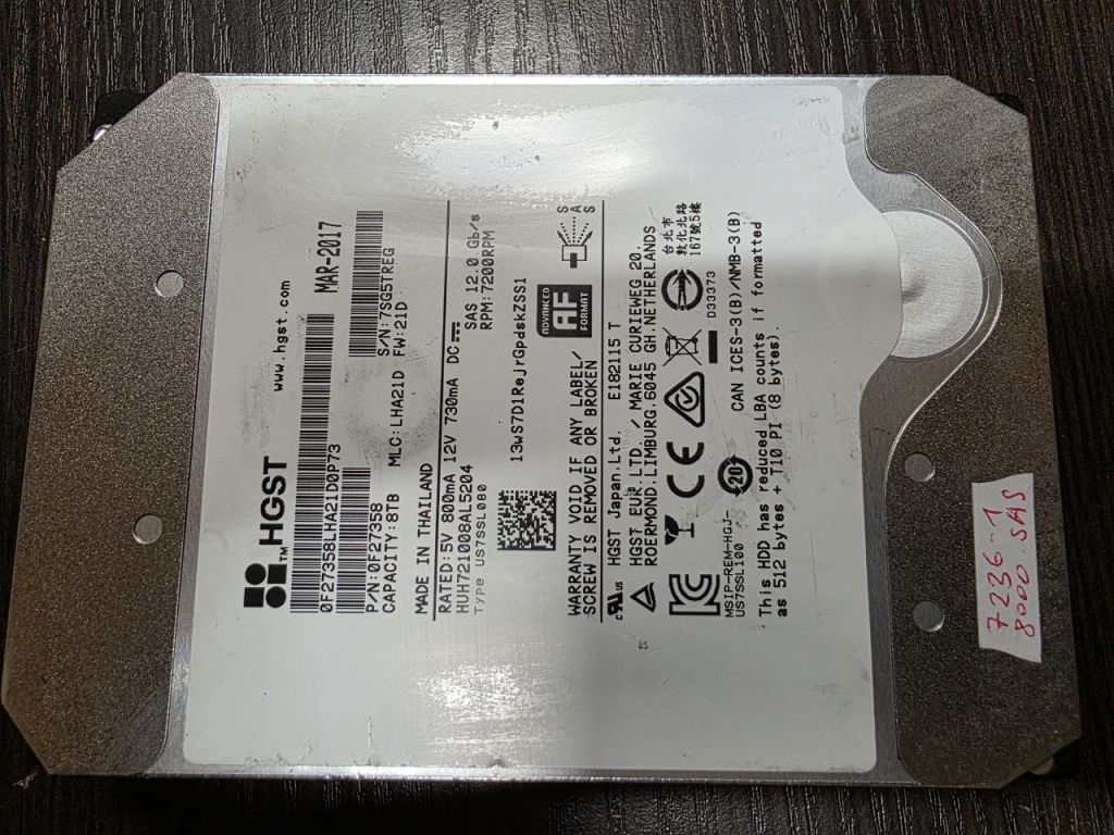 8000Gb 8Tb 3,5 SAS 12Gb HGST 0F27358 жорсткий диск   (7236-1) - фото фото фото 0