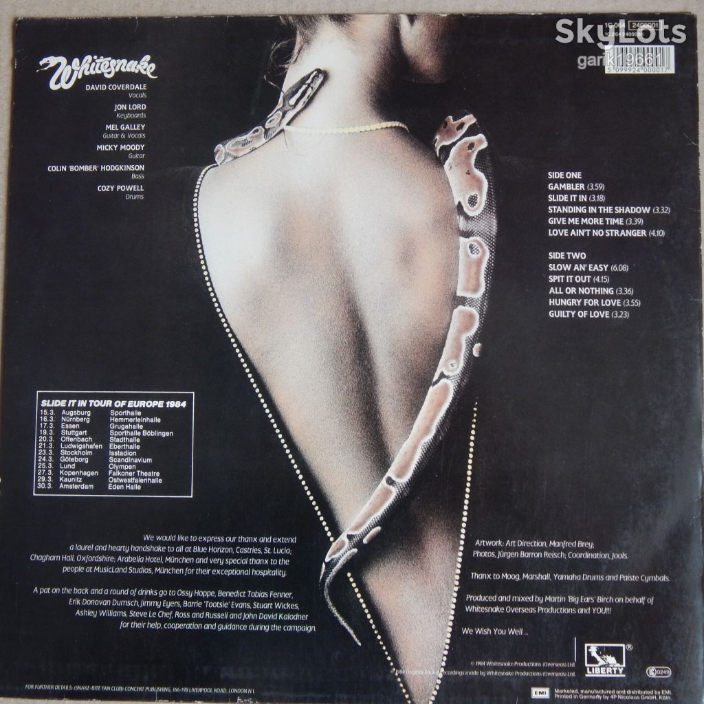 Whitesnake – Slide It In  (Liberty – 1C 064 2400001, Germany) insert EX+/EX+ - фото фото фото 1