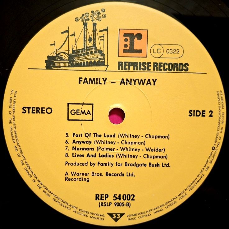 Family - Anyway - 1970.   (LP). 12. Vinyl. Пластинка. Germany. - фото фото фото 3