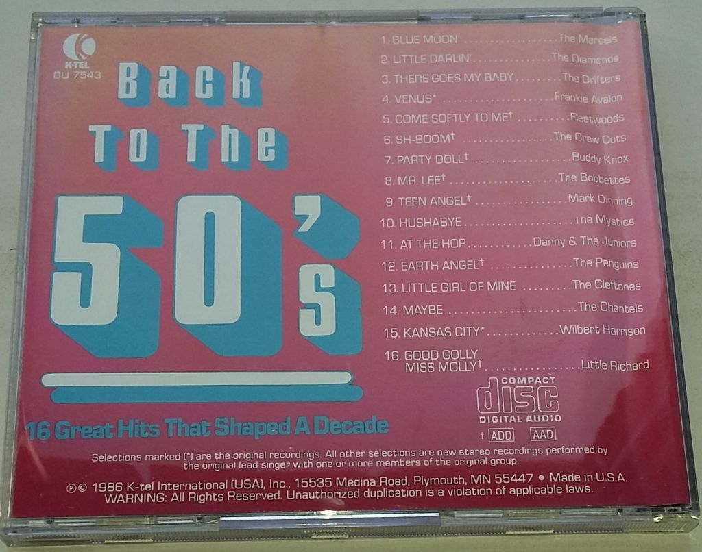VARIOUS Back To The 50's CD US - фото фото фото 2