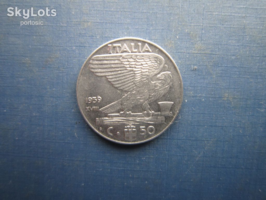 Монета 50 чентезімі Італія 1939 немагнітна - фото фото фото 0