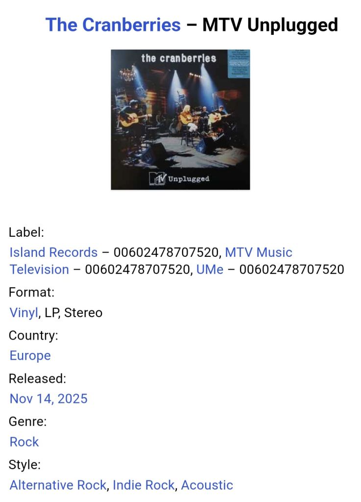 The Cranberries - Unplugged - 1995.  (LP). 12. Vinyl. Пластинка. Europe. S/S. - фото фото фото 2